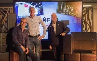 V.l.n.r.: Francois Hobma (CEO NFGD), Hans Peitsman (directeur Peitsman Licht en Geluid), René Simmers (Operationeel Manager Verhuur NFGD)